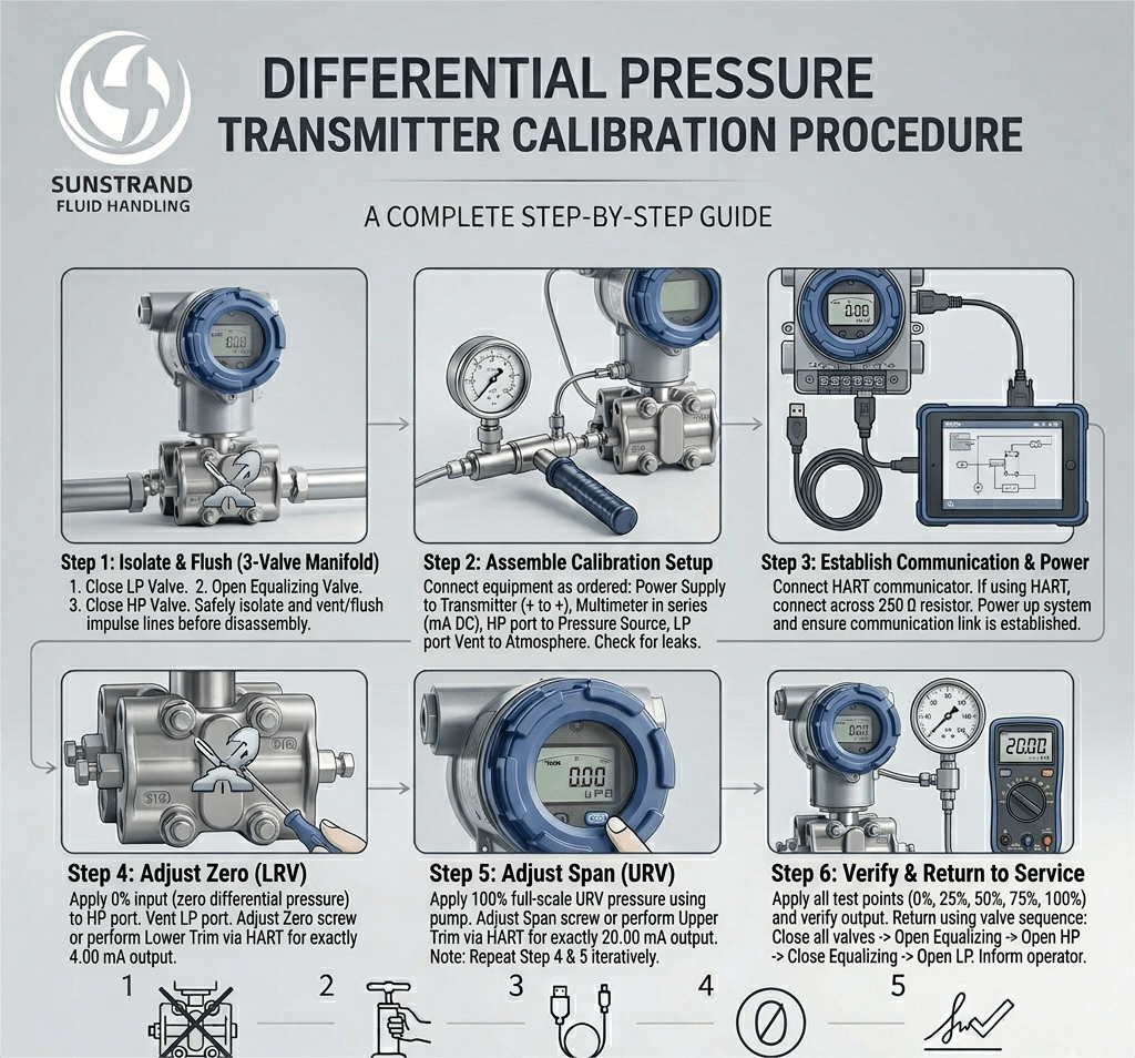 Step by Step Differential Pressure Transmitter Calibration Procedure